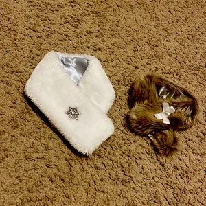 2 XS -S DOGGIE FUR SCARVES FOR THE POSH PUPS OUT THERE NWOT